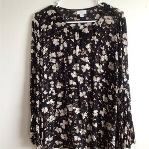 2/$12 J. Jill Floral Black and White Women's Blouse